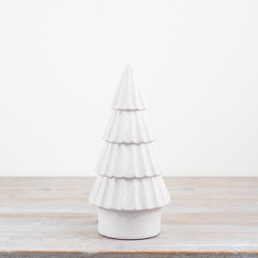 Elegant white Christmas tree decoration for a timeless touch of holiday charm.