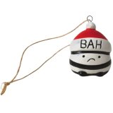 Add playful yuletide cheer with this 4.9cm white and red ceramic 'Bah Humbug' tree decoration