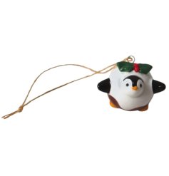  A sweet hanging Christmas decoration in shape of a penguin dressed as a Christmas pudding.