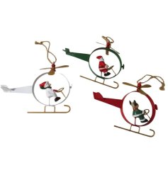3/A Metal Helicopter Christmas Decoration 14cm
