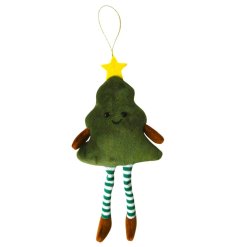 Hanging Christmas Tree w Leg, Deco, 20cm