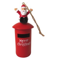 Post Box w Santa Tree Decoration 11.5cm