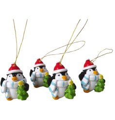 Penguin Tree Decorations Set of 4