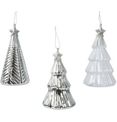 3/A Glitter Silver Tree Deco, 11cm 