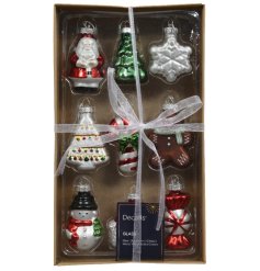 Pack of 9 Figure Glass Tree Hanger, 3.8cm 