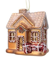 Glitter House Bauble, 10cm 