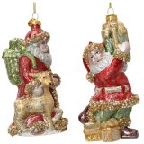 A mix of 2 vintage inspired glass ornaments with ornate beading and a glitter finish. 