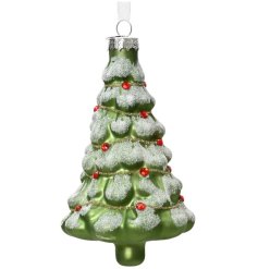 Glitter Glass Tree Hanger, 12cm 