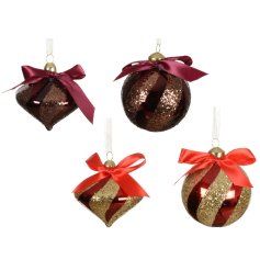 4/A Glitter Hanging Bauble, 8cm 