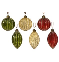 6/A Glitter Glass Baubles, 10cm 