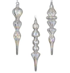 3/A Transparent Iris Finish Bauble, 18cm 