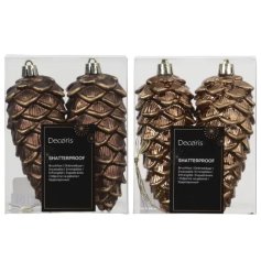 Box of 2 Pinecone Hangers, 2 asstd colours 