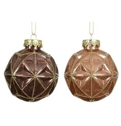 2/A Glitter Brown Bauble, 8cm 