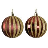 2/A Red & Gold Bauble, 8cm 
