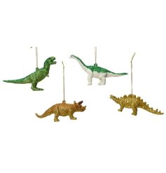 4/A Dinosaur Glitter Tree Hanger, 13.4cm 