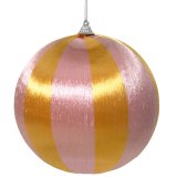 A colourful and unique vintage inspired bauble with silky thread in a bold stripe design. 
