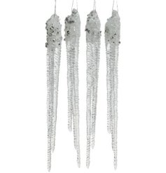 P/4 Glitter Icicle Baubles, 15cm 