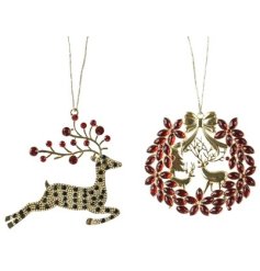 2/A Reindeer Alloy Strass Tree Hanger, 9cm 