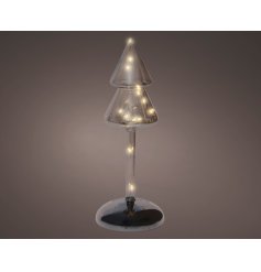 LED Silver Glass Tree Deco, 24cm 