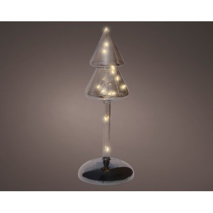 Light Up Silver Tree Deco, 24cm 