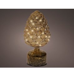 Indoor LED Flashing Glass Pinecone, 24cm 