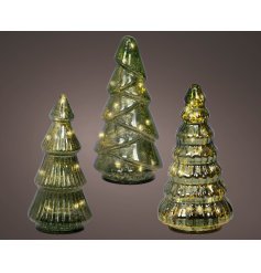 3/A Micro LED Glass Tree Deco, 17.5cm 
