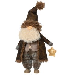 55cm Rustic Standing Santa Deco