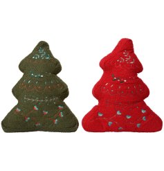 2/A Red & Green Tree Cushion, 50cm 