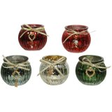 5/A Gold Ribbon Glass Candleholder, 6.5cm 