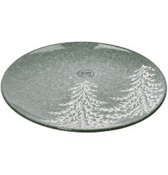 Round Reactive Glaze Tree Embossed Breakfast Plate, 20cm 