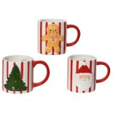 3/A Christmas Design Striped Mugs, 10cm 