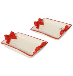 Set of 2 Bow Serving Plate, 24cm 