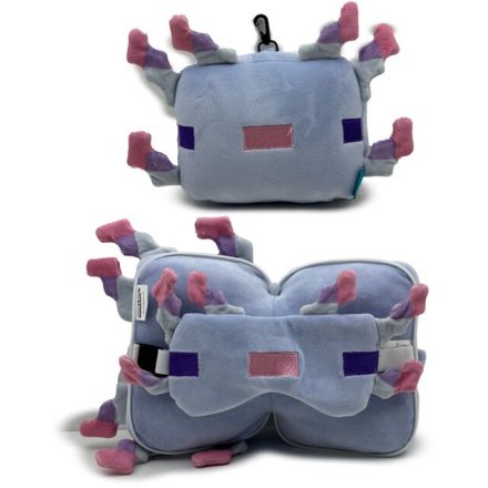 Relaxeazzz Minecraft Axolotl Shaped Plush Travel Pillow & Eye Mask