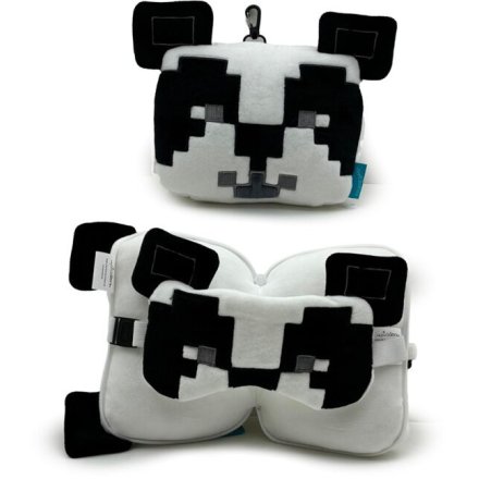 Relaxeazzz Minecraft Panda Shaped Plush Travel Pillow & Eye Mask