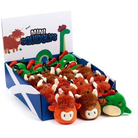 "Carry a piece of Scotland wherever you go with the adorable Squidglys Scotland Souvenir Plush Mini Keyring, featuring