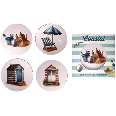 S/4 Coastal Cork Coasters, 10cm 