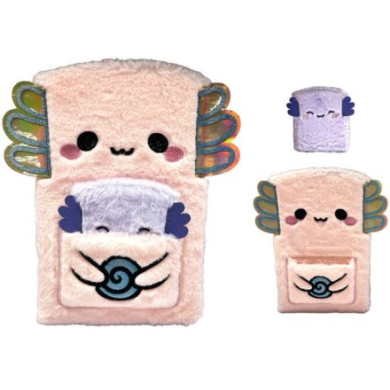 Adoramals Maddie the Axolotl Plush Notebook with Pouch & Mini Notebook