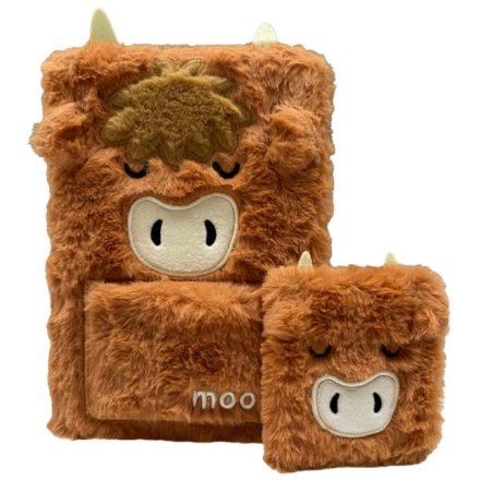 Highland Coo Plush & Mini Notebook with Pouch