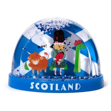 "Bring Scotland's charm and magic home with our glittery snow storm souvenir
