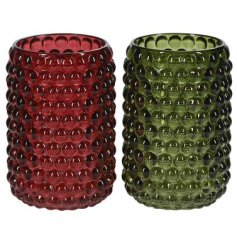2/A Glass Bobble Candle Holder, 12.5cm 