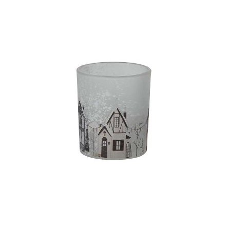 Winter Night Scene Candle Holder, 8.5cm