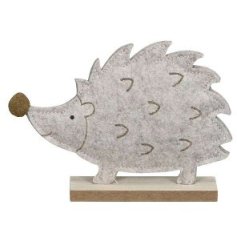 Felt Hedgehog on Plaque Deco, 17cm 