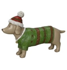 Winter Dachshund Figurine, 24cm 