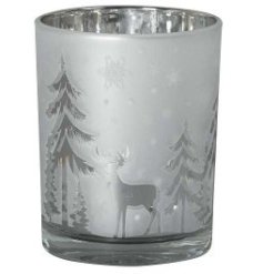 12.5cm Silver Forrest Candle Holder