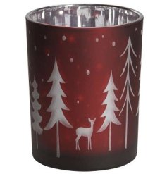 Forrest Red Candle Holder, 12.5cm 