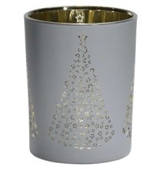 Tree Silver Candle Holder, 12.5cm 