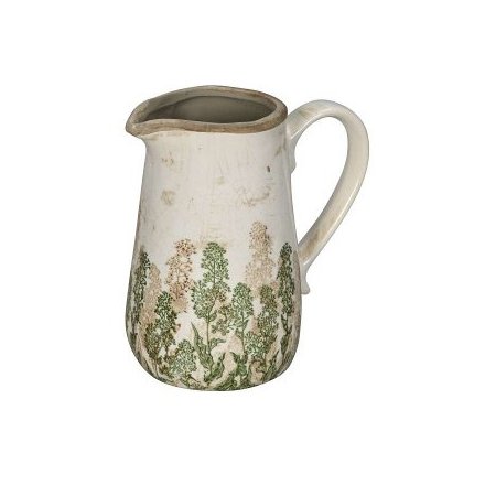 Natural Green Foliage Jug, 18.5cm 
