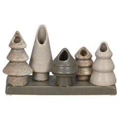 A stunning collection of unique crafted trees in natural colours. Set upon a base plate for a sculptural vase display. 