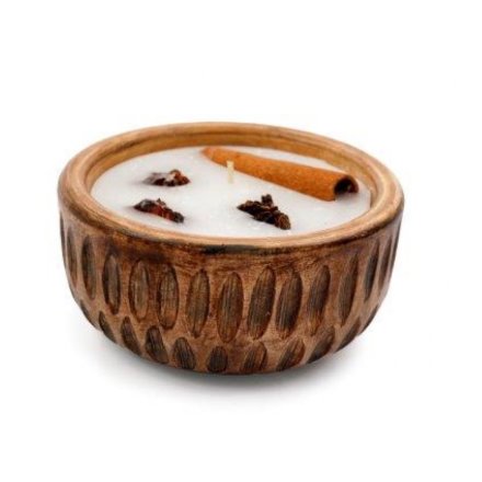 12cm Bark Candle Bowl W/spices