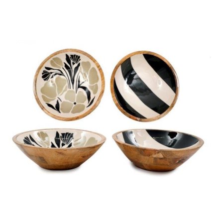 25cm Stripe/Flower Bowls 2/a